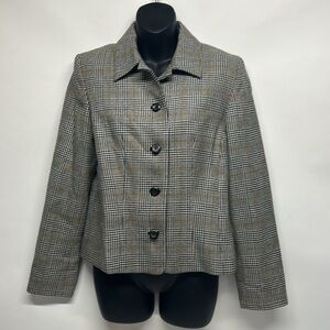 Pendleton Wool Jacket in Gray and Brown Plaid size 6